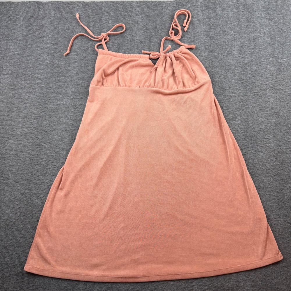 Kendall & Kylie Mini‎ Dress Women's Small Peach Tie Strap Ribbed Sleeveless